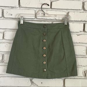 forever 21 olive green button up mini skirt